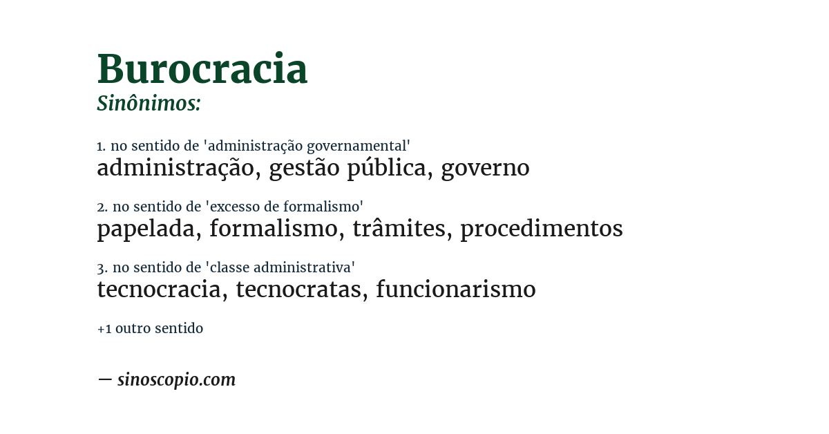 Sinônimo de burocracia