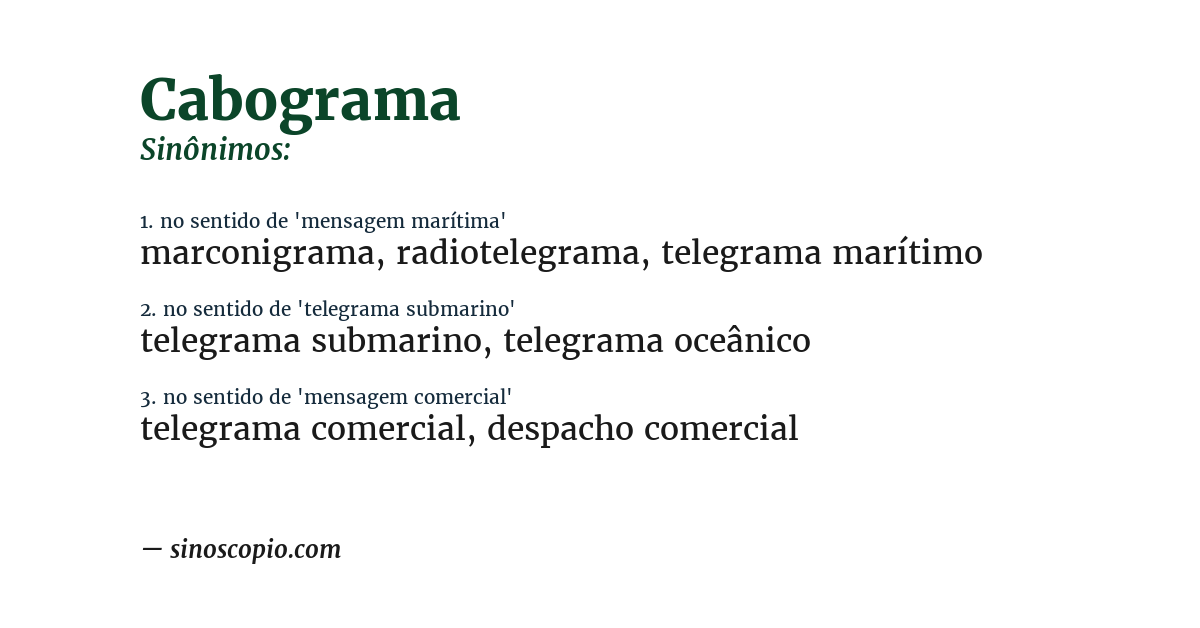 Sinônimo de cabograma