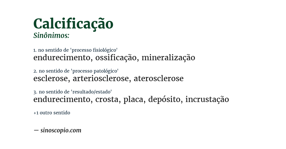 Sinônimo de calcificação