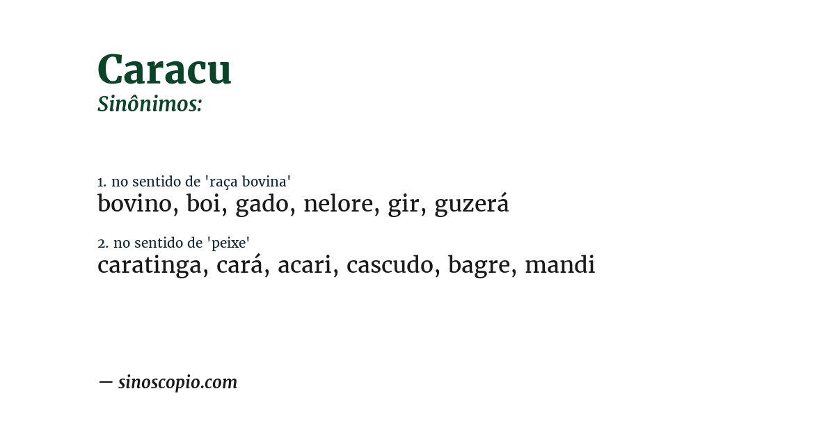 Sinônimo de caracu