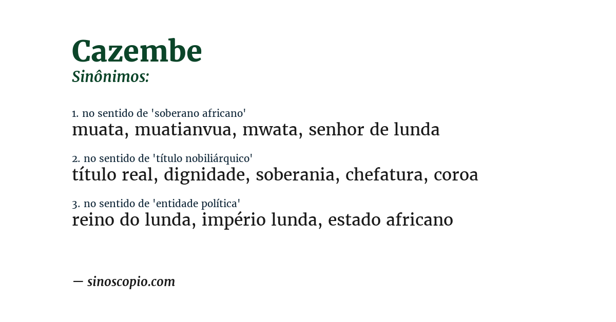 Sinônimo de cazembe