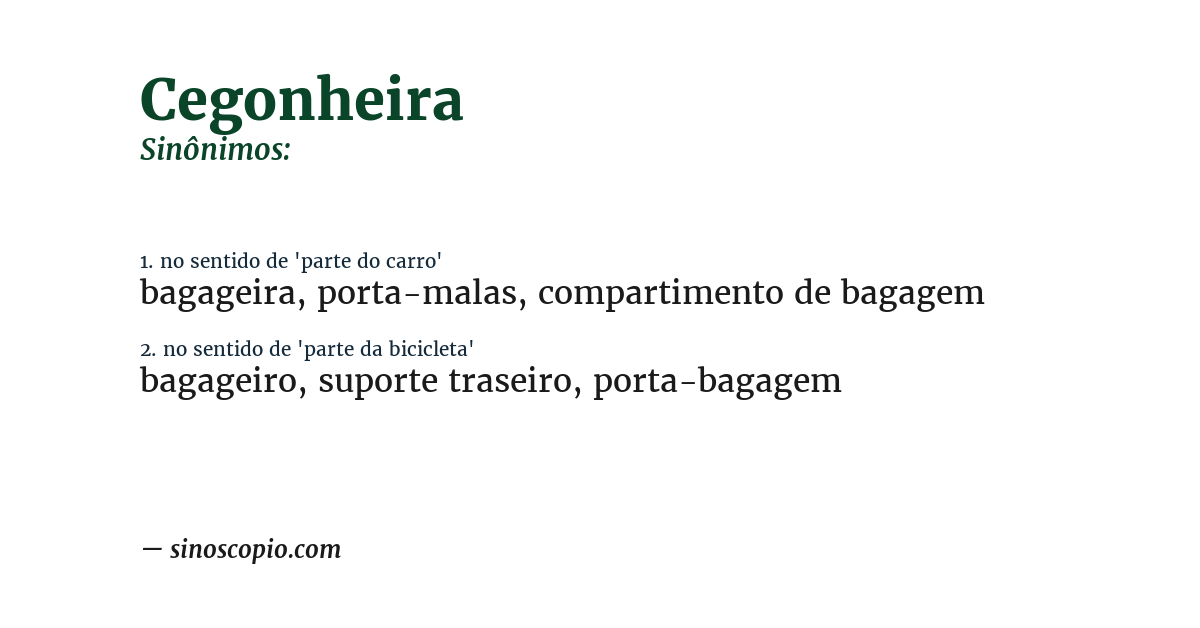 Sinônimo de cegonheira