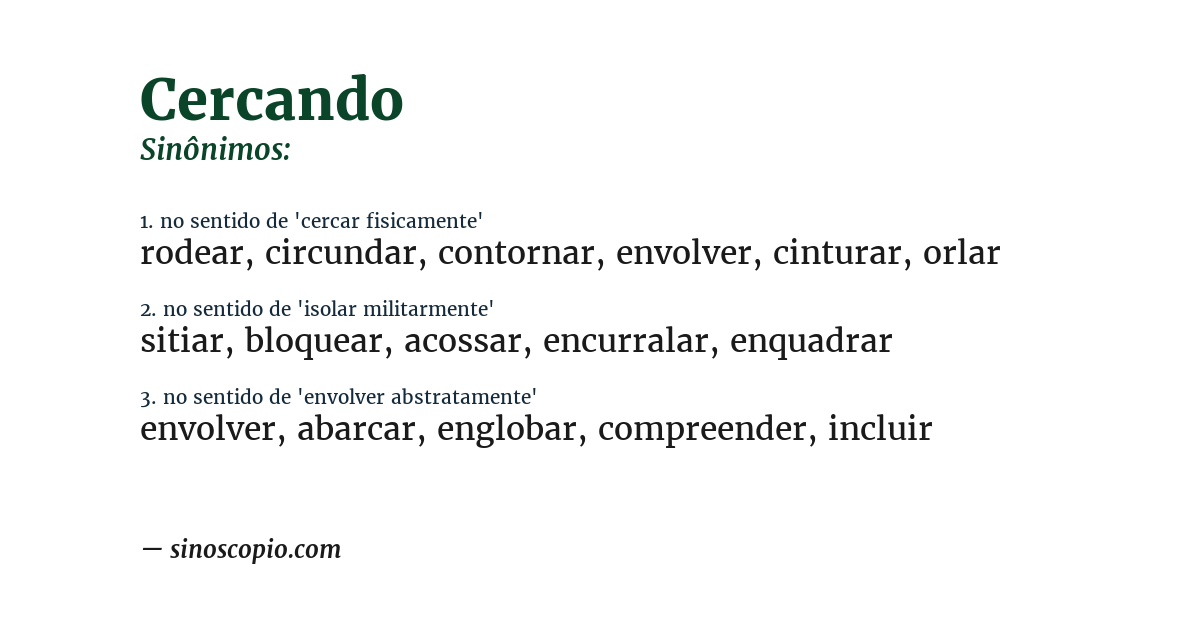 Sinônimo de cercando