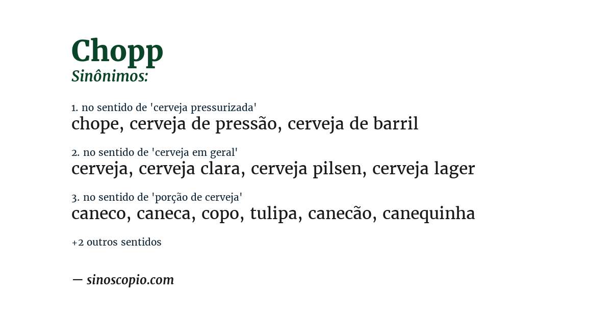 Sinônimo de chopp