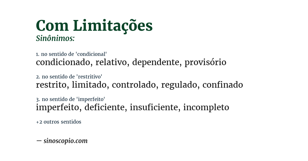 Sinônimo de com limitações