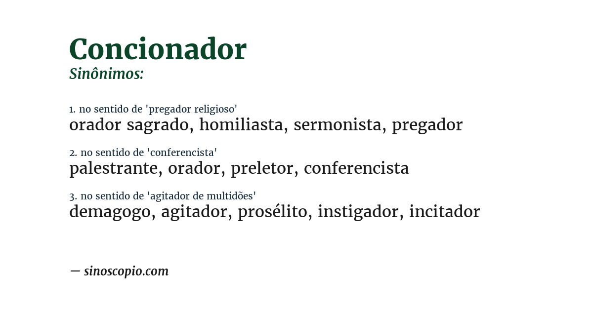 Sinônimo de concionador