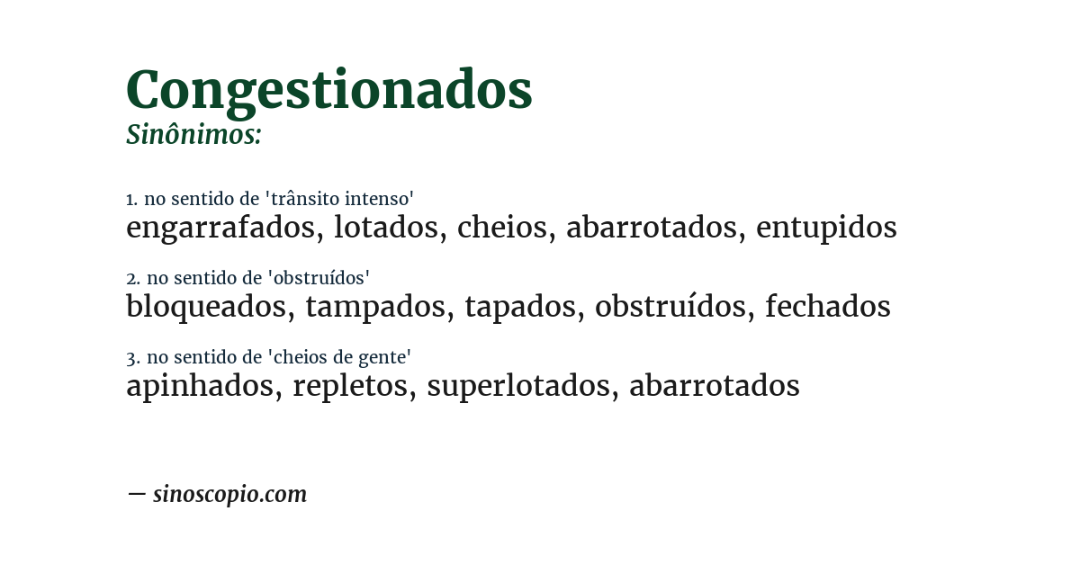Sinônimo de congestionados