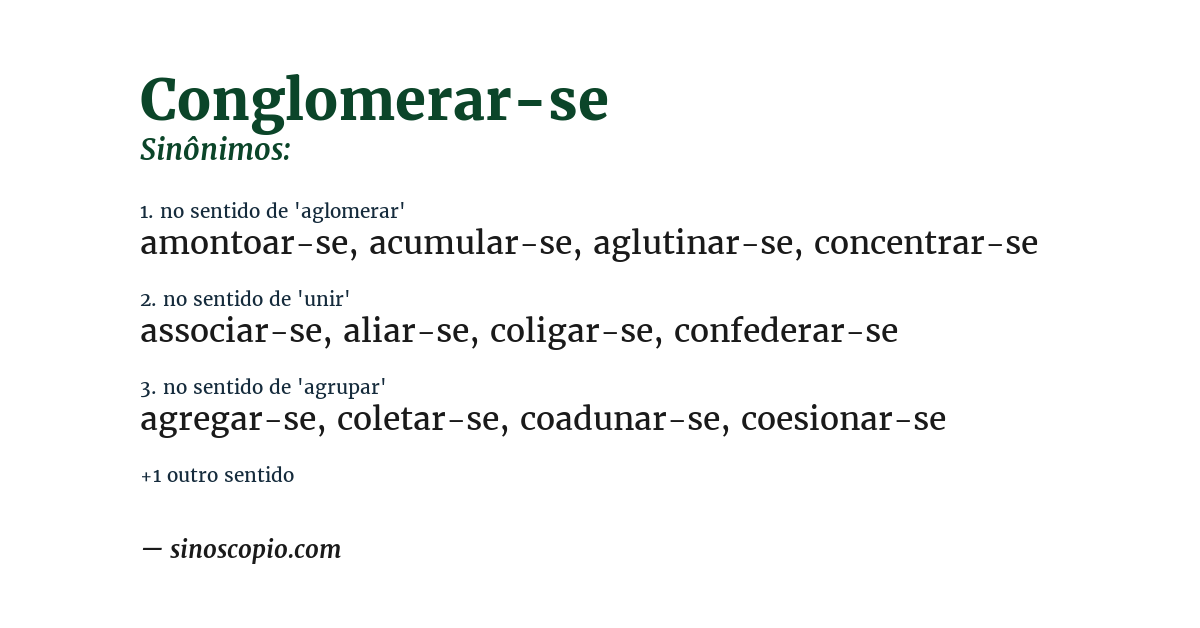 Sinônimo de conglomerar-se