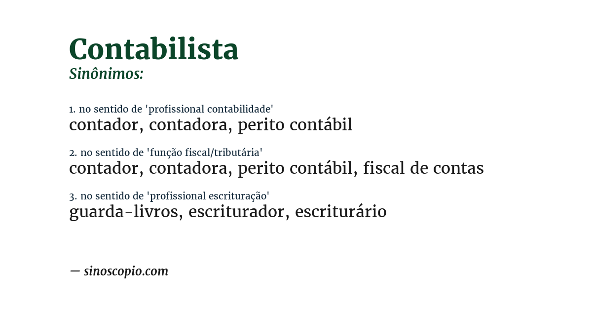 Sinônimo de contabilista