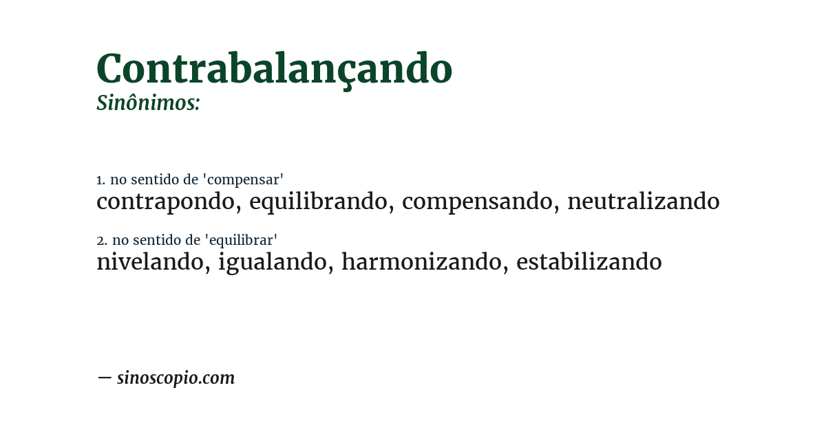 Sinônimo de contrabalançando