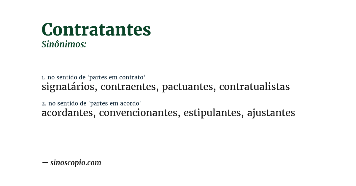Sinônimo de contratantes