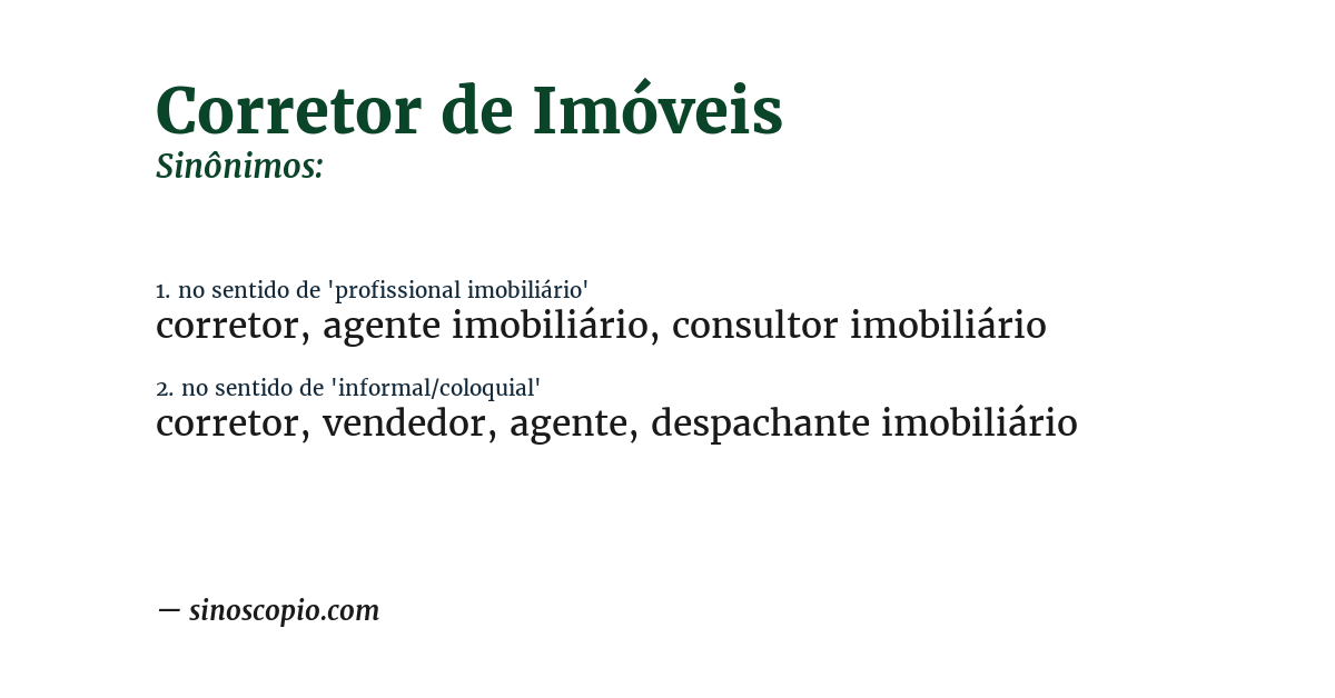 Sinônimo de corretor de imóveis