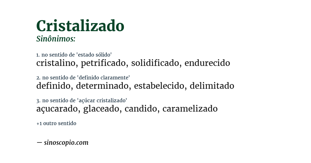 Sinônimo de cristalizado