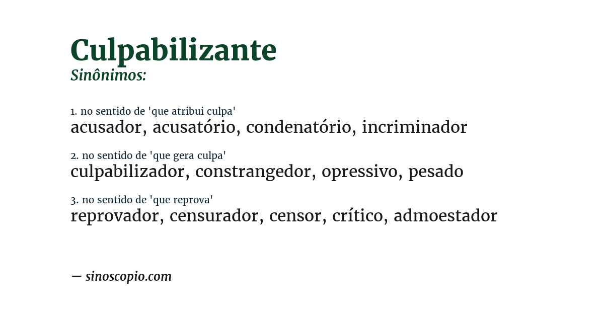 Sinônimo de culpabilizante