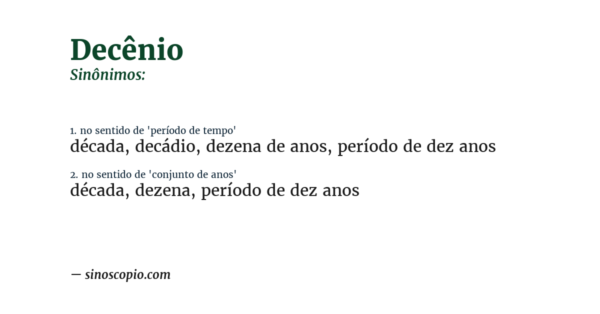 Sinônimo de decênio