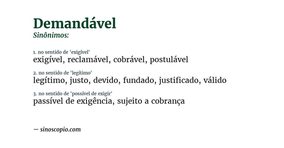 Sinônimo de demandável