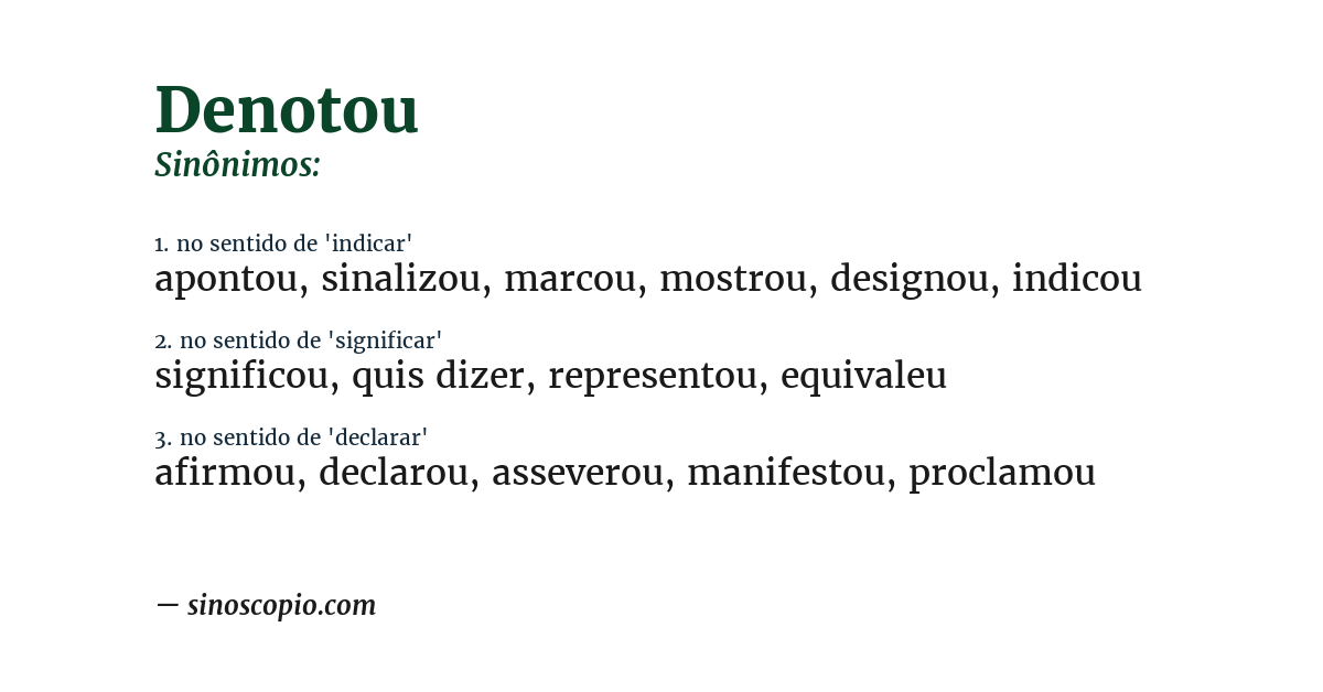 Sinônimo de denotou