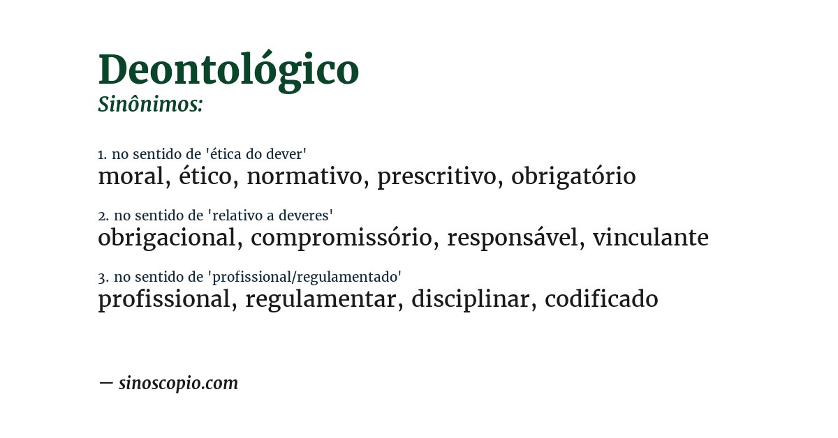 Sinônimo de deontológico