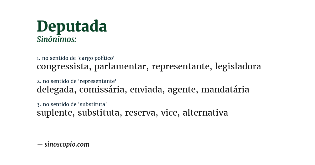 Sinônimo de deputada