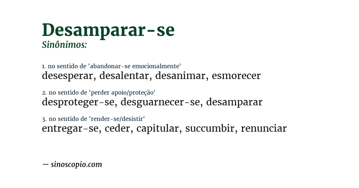 Sinônimo de desamparar-se