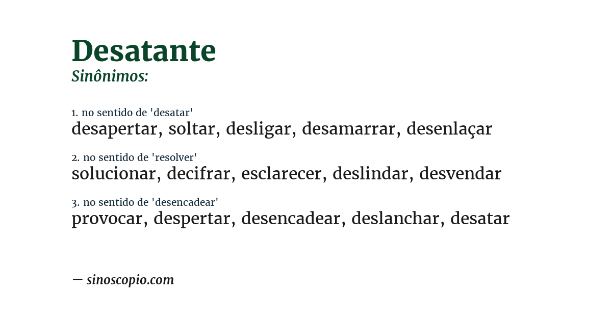 Sinônimo de desatante