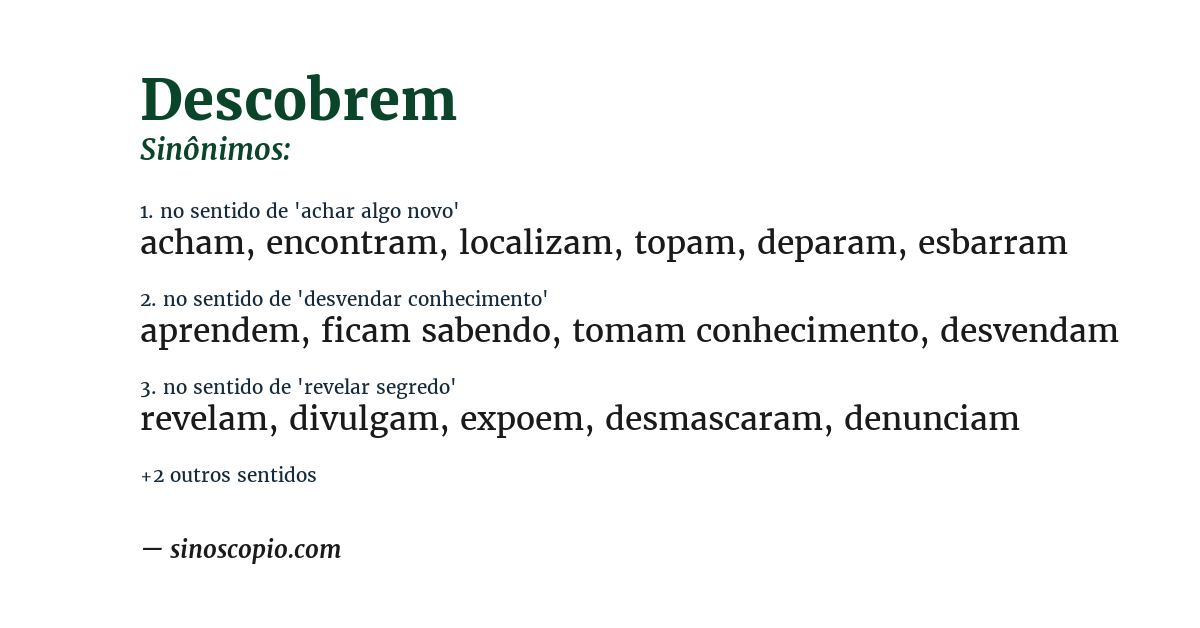 Sinônimo de descobrem