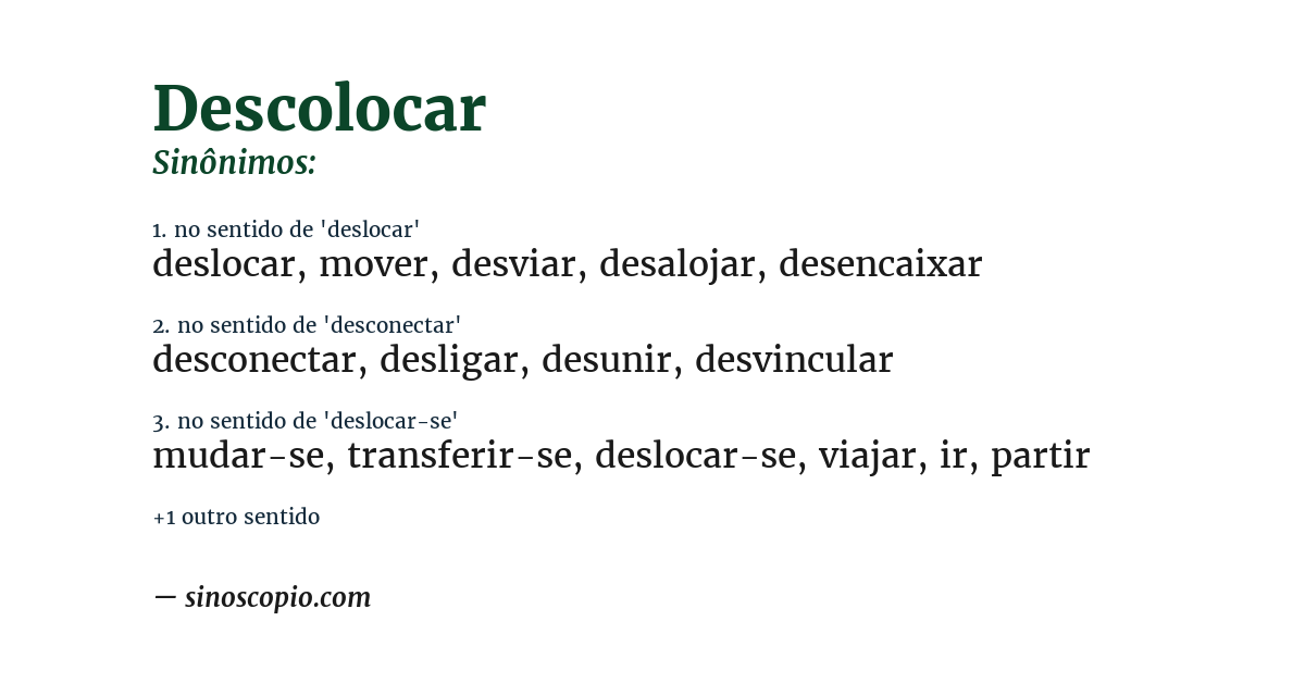 Sinônimo de descolocar