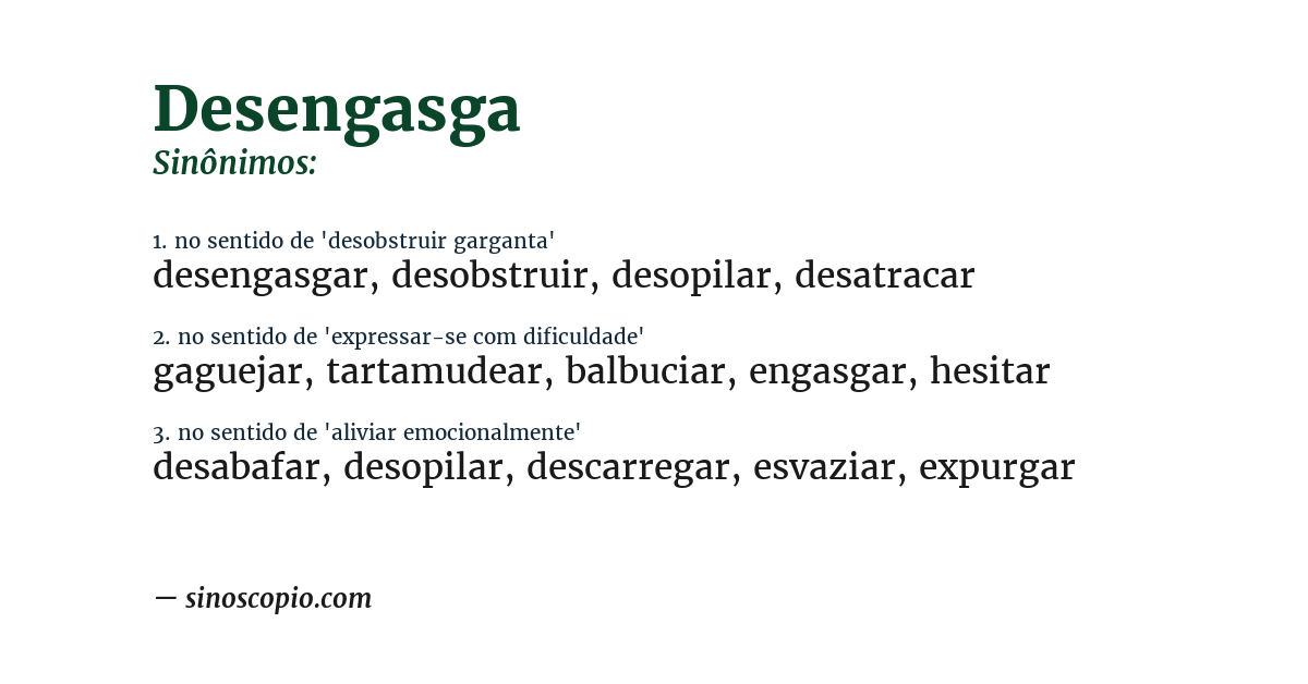 Sinônimo de desengasga