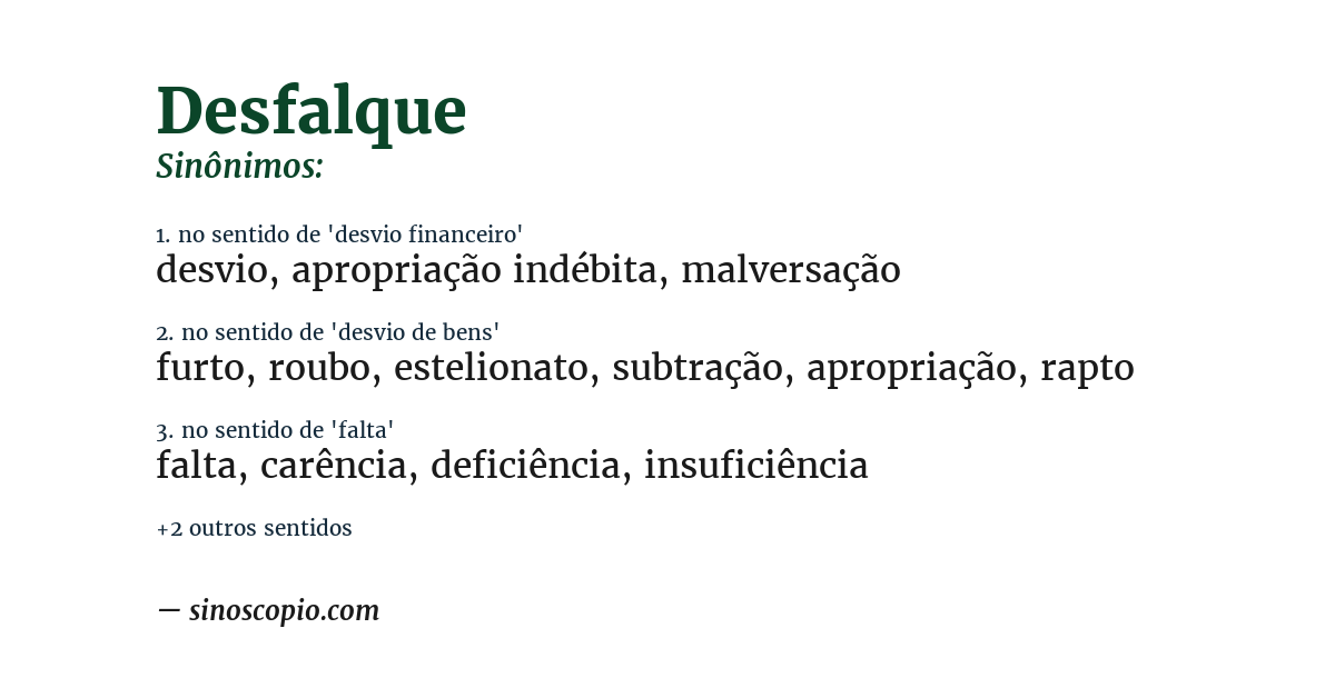 Sinônimo de desfalque