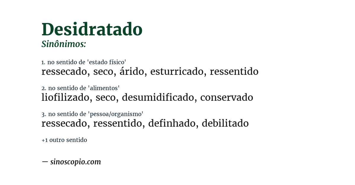 Sinônimo de desidratado