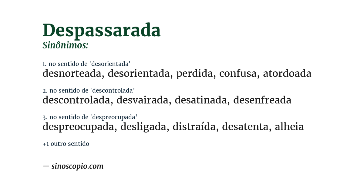 Sinônimo de despassarada