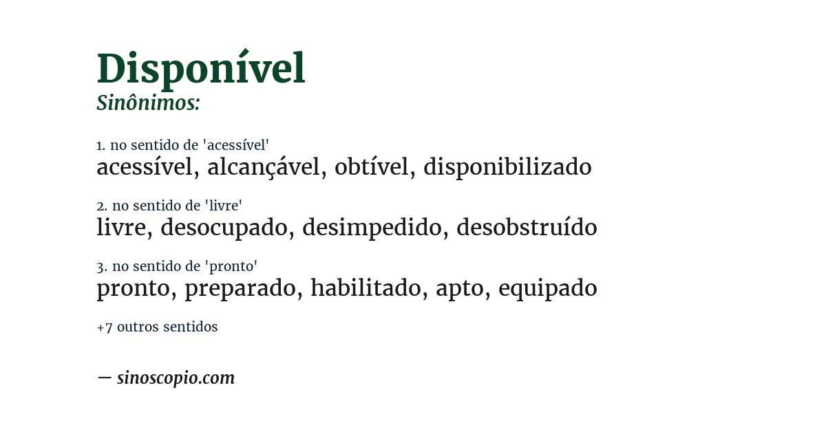 Sinônimo de disponível