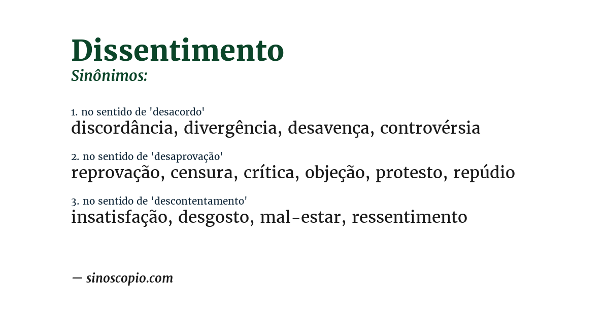 Sinônimo de dissentimento