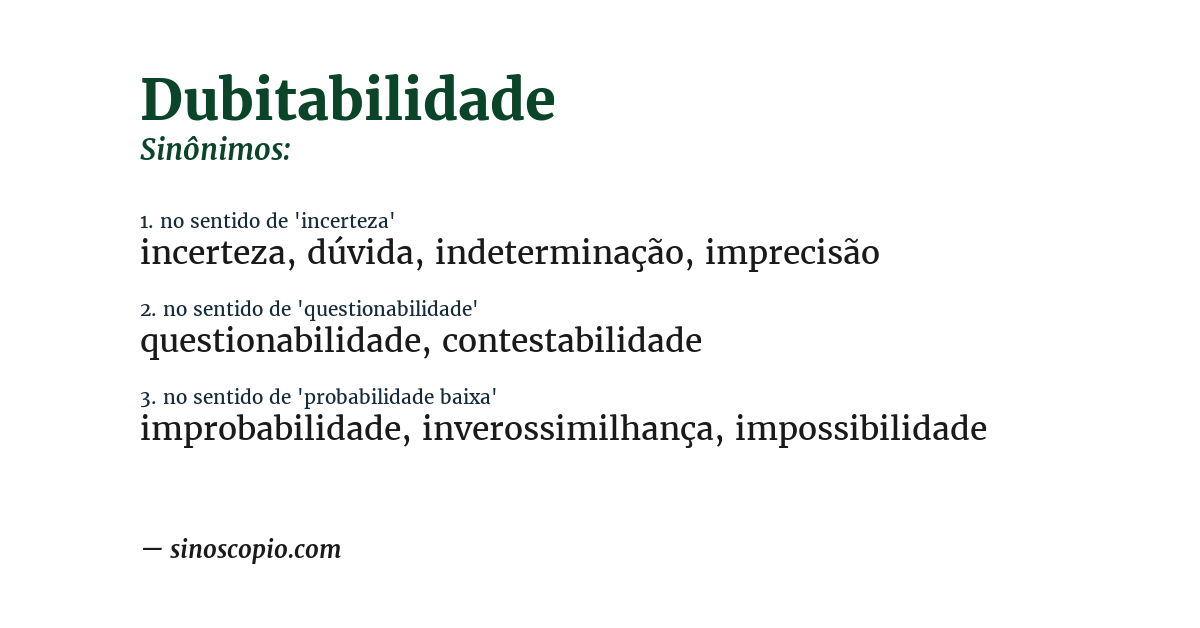 Sinônimo de dubitabilidade