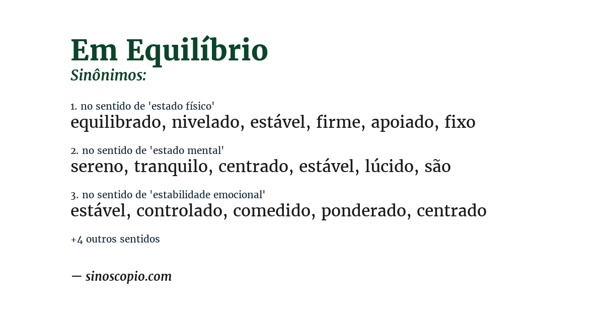 Sinônimo de em equilíbrio