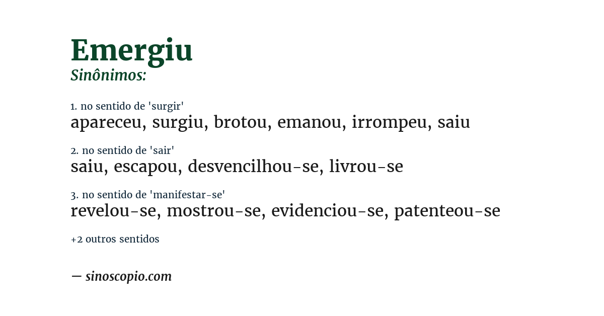 Sinônimo de emergiu