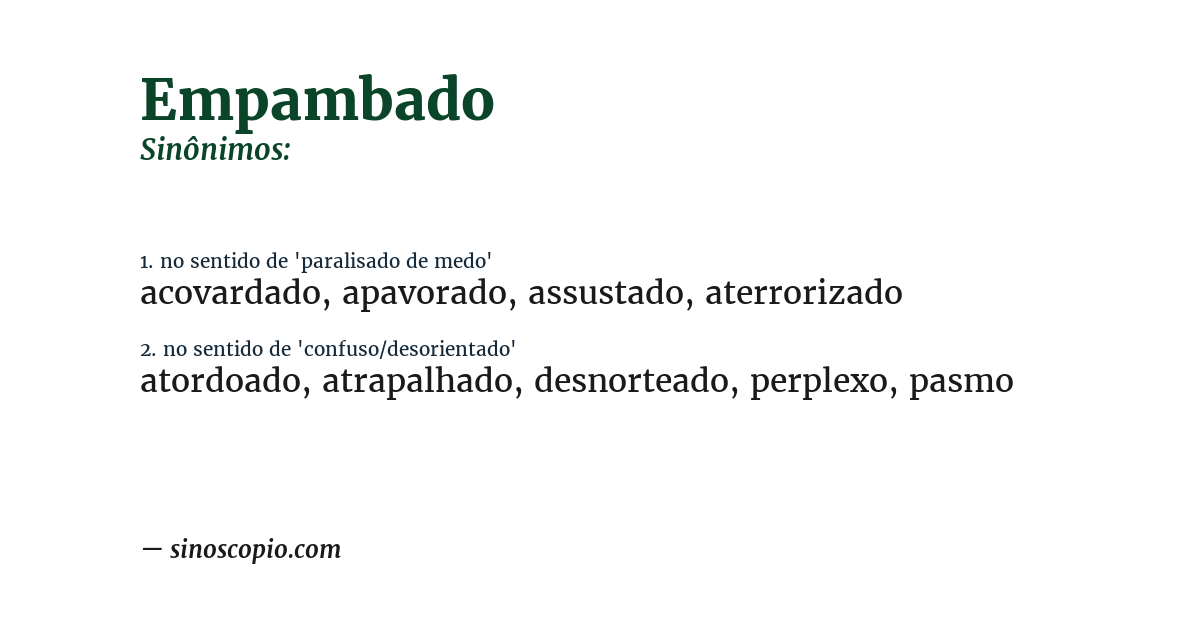 Sinônimo de empambado