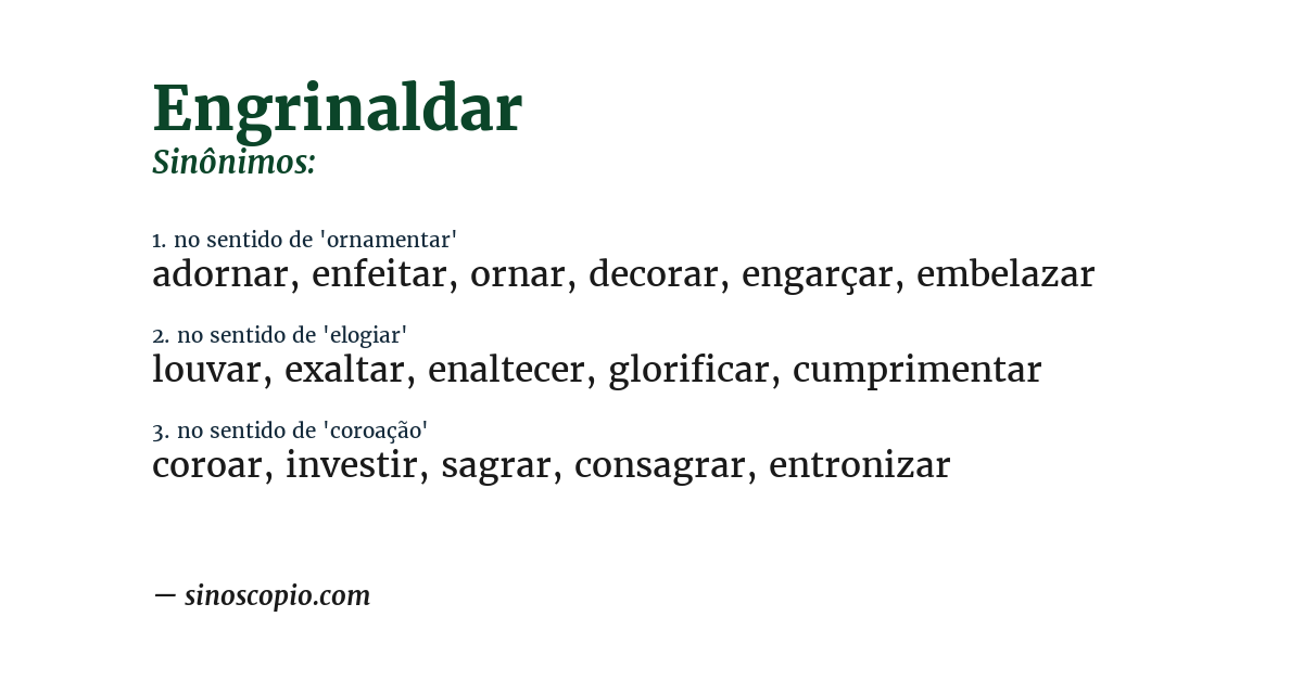Sinônimo de engrinaldar