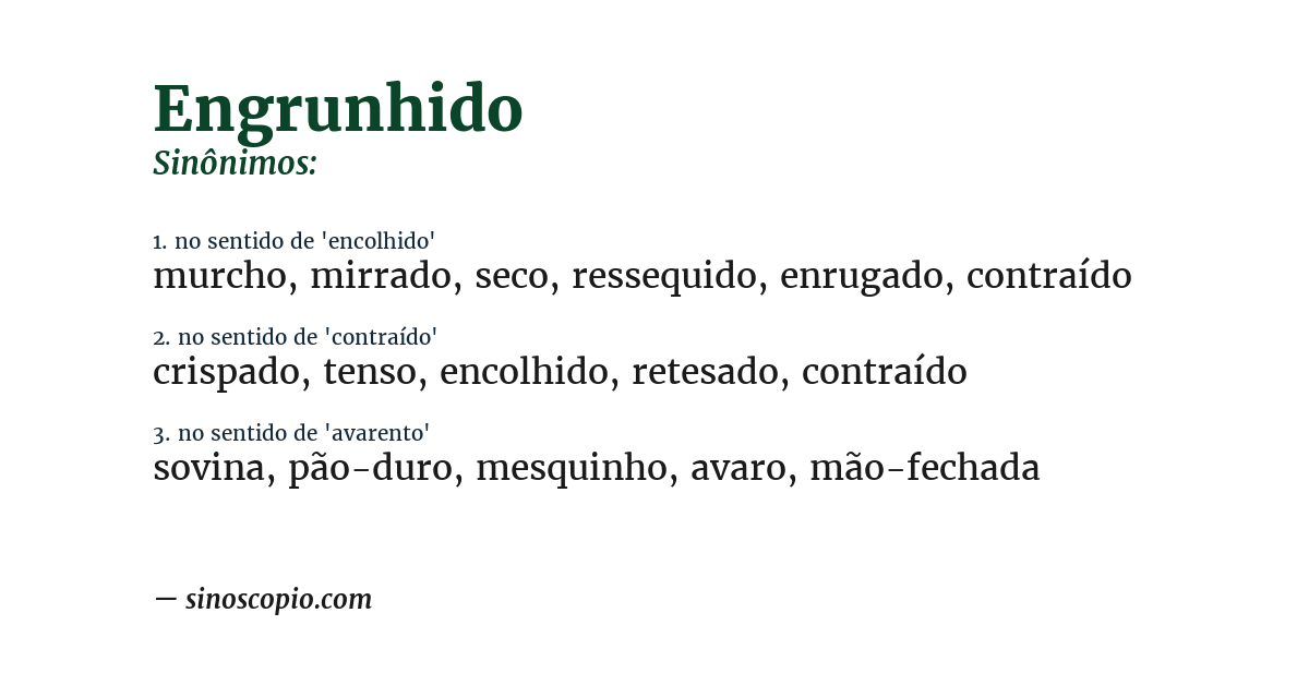 Sinônimo de engrunhido