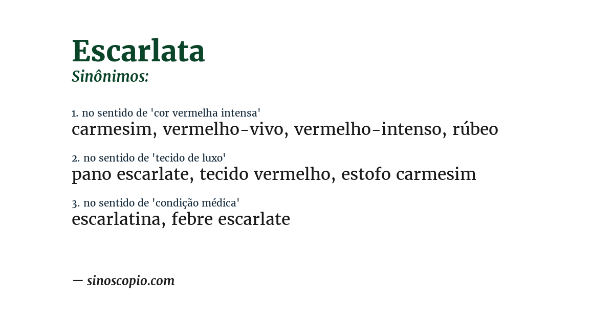 Sinônimo de escarlata