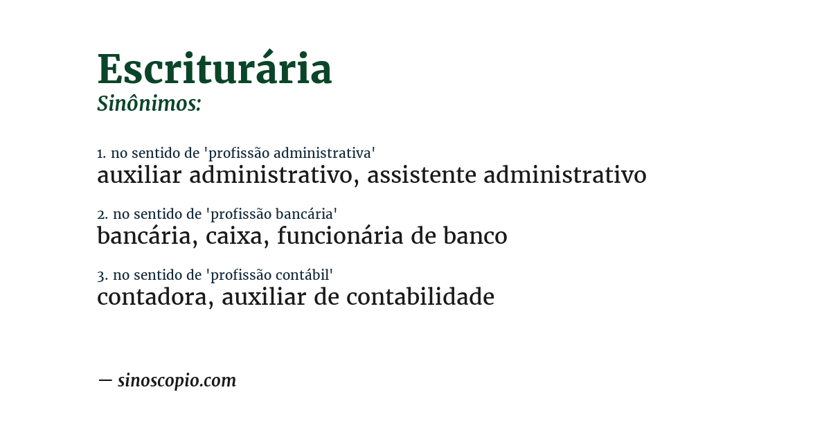 Sinônimo de escriturária