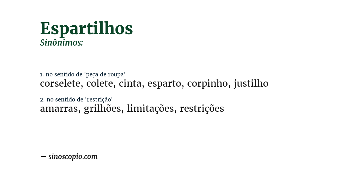 Sinônimo de espartilhos