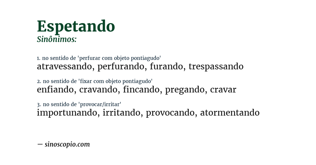 Sinônimo de espetando