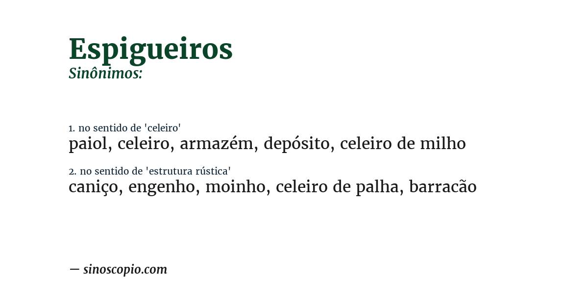 Sinônimo de espigueiros