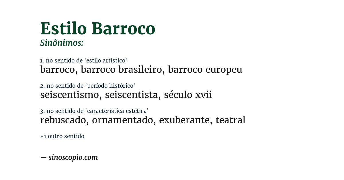 Sinônimo de estilo barroco