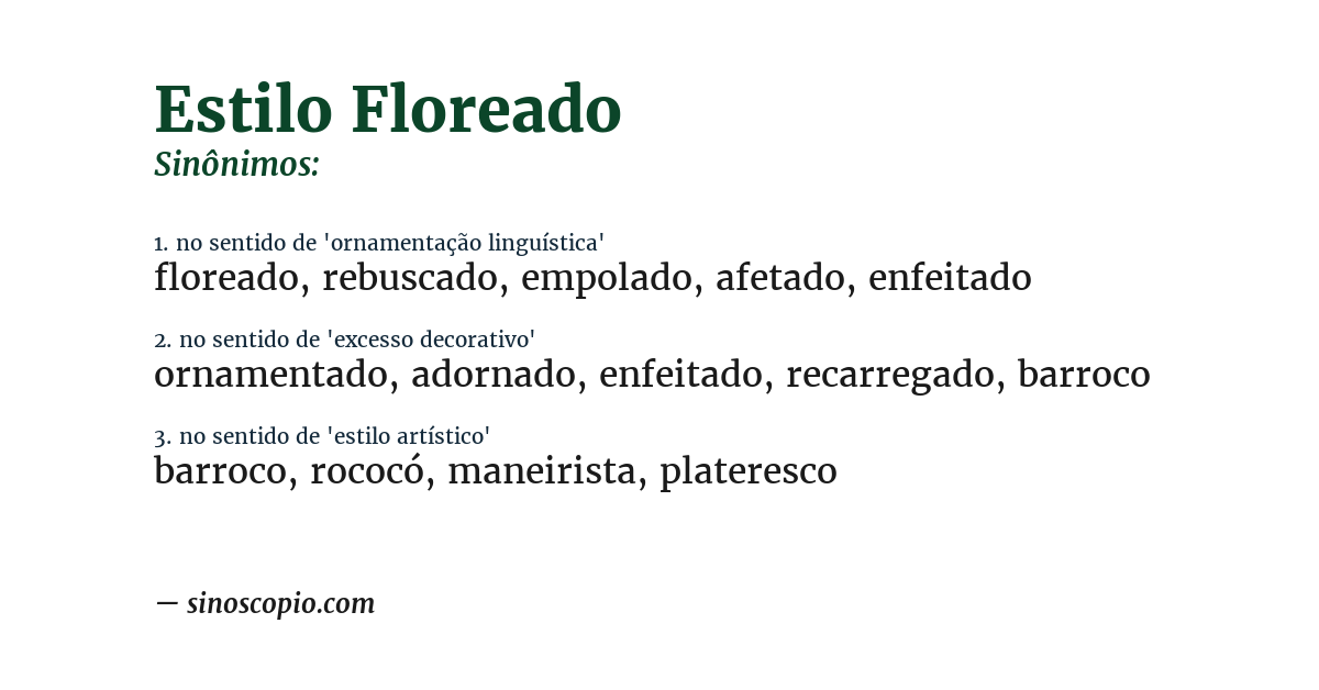 Sinônimo de estilo floreado