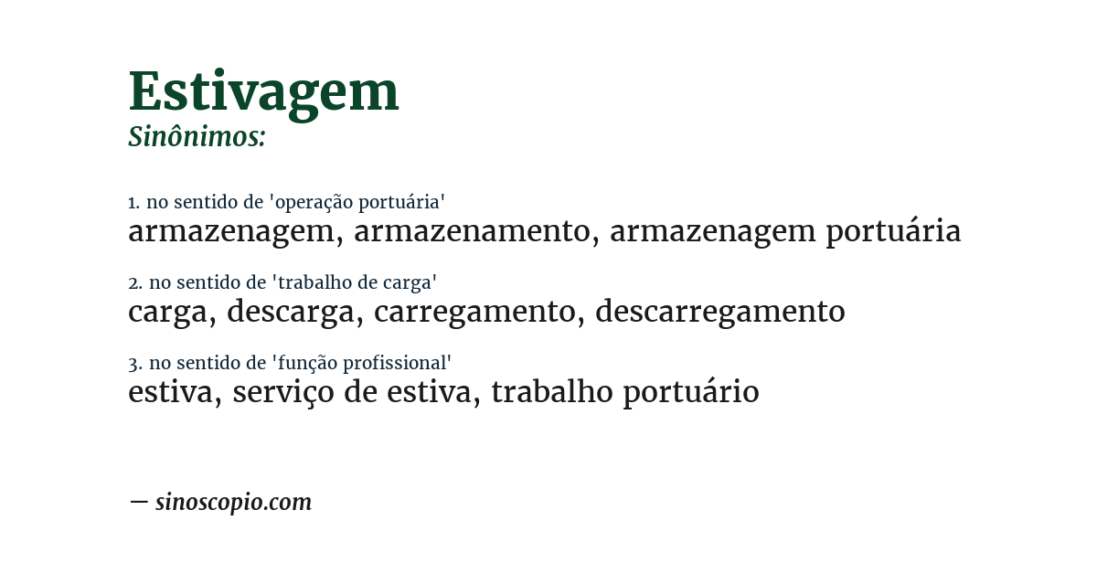 Sinônimo de estivagem