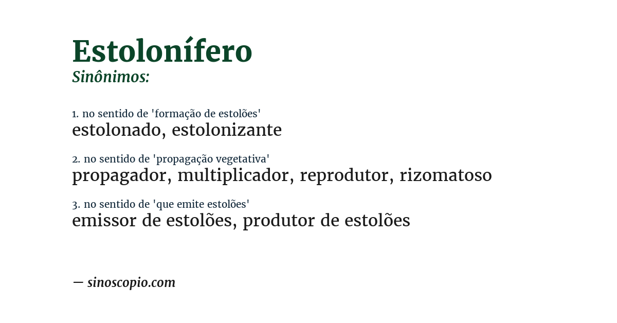 Sinônimo de estolonífero