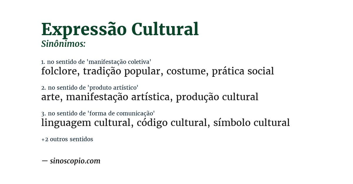 Sinônimo de expressão cultural