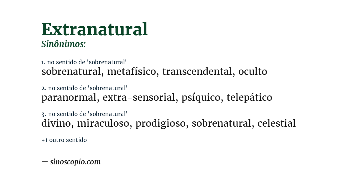 Sinônimo de extranatural